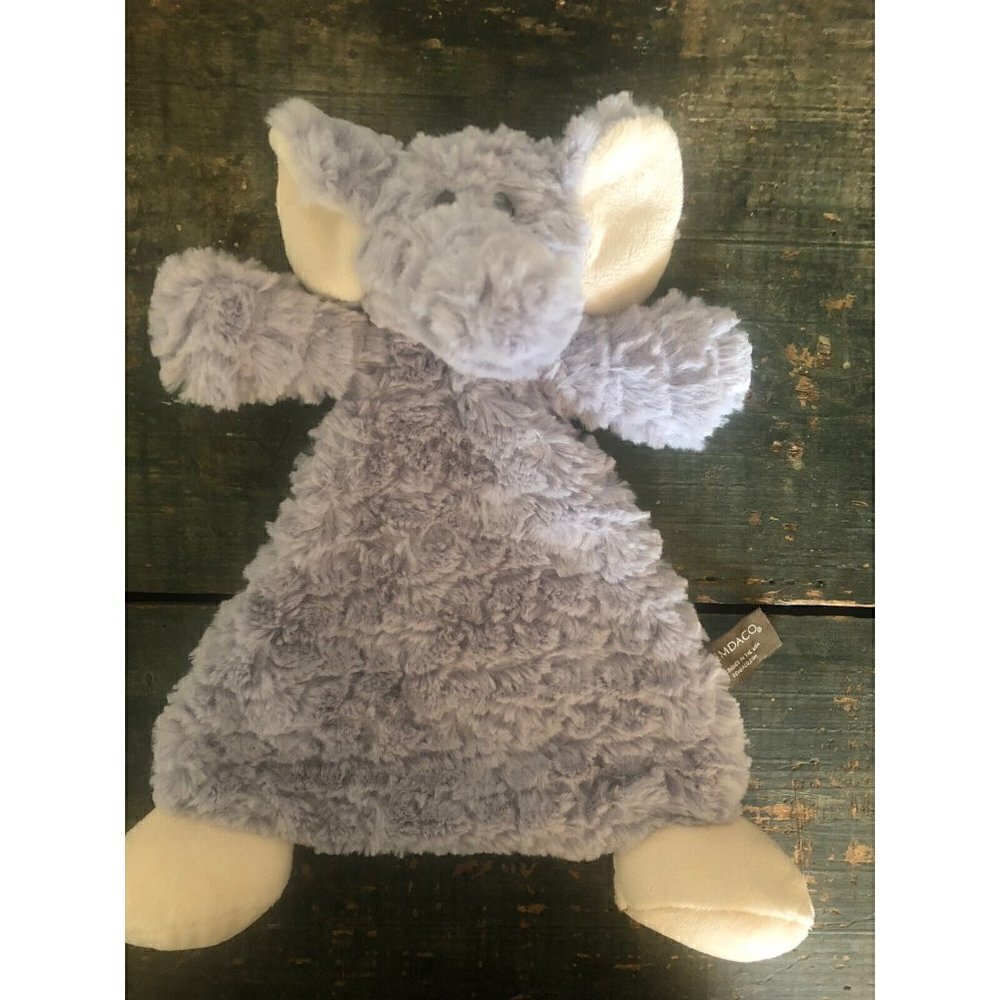 Demdaco Elephant Lovey Security Blanket Gray Plush Rattle 13" Soft